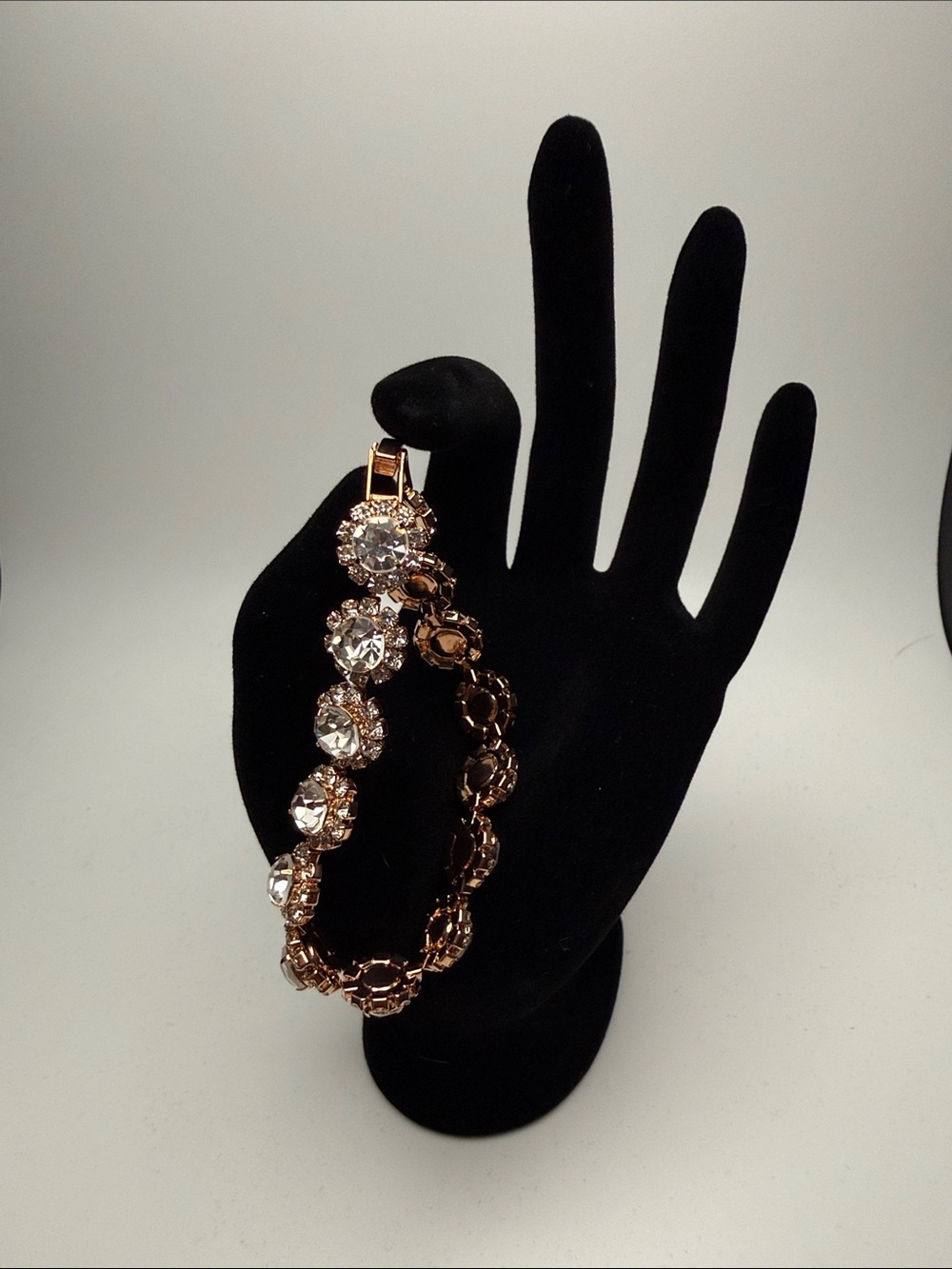 Rose Gold Crystal Link Bracelet - Elegant Women's Jewelry